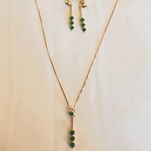 Simulated Emerald Necklace & Earring Set 17"